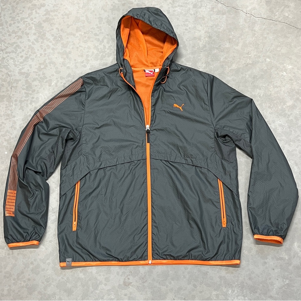 Lightweight Zip Up Puma Warm Cell Men’s XL Logo On Arm Orange Gray NWOT